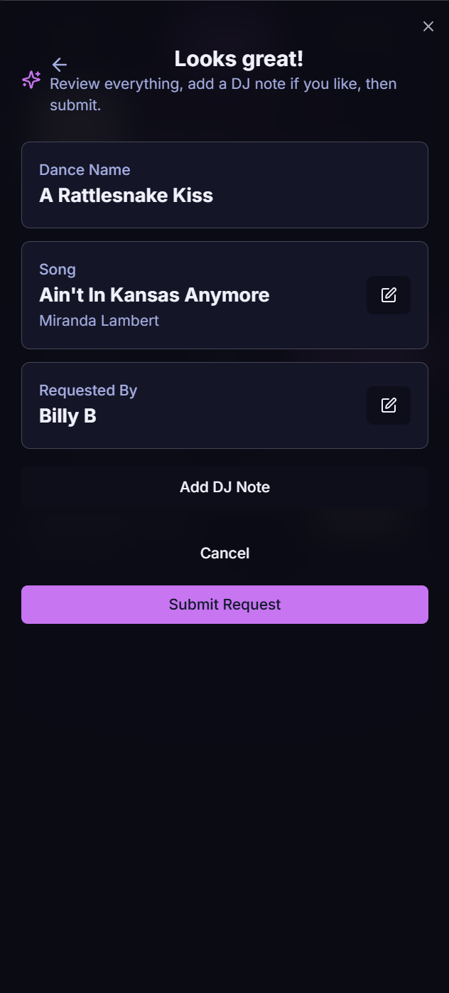 Request Confirm Line Dance