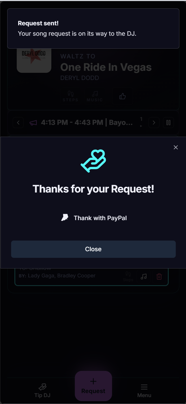 Request Confirm Tip Jar